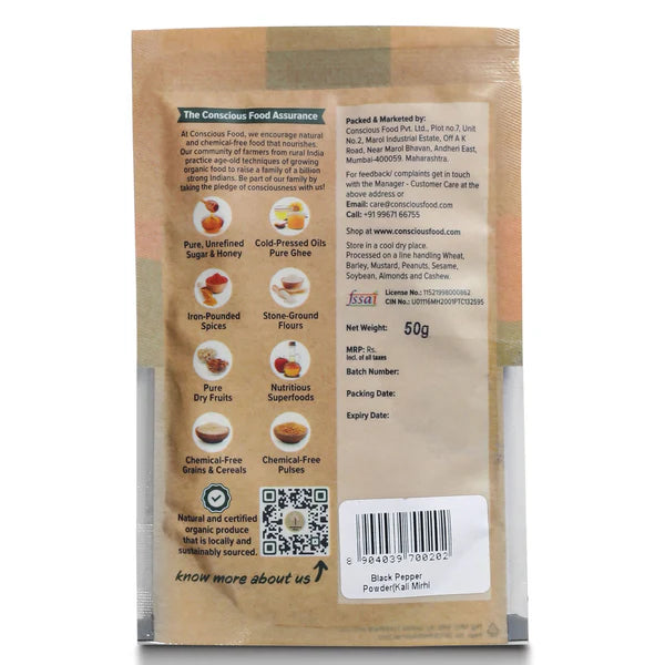 Conscious Food Black Pepper Powder - 50 GM