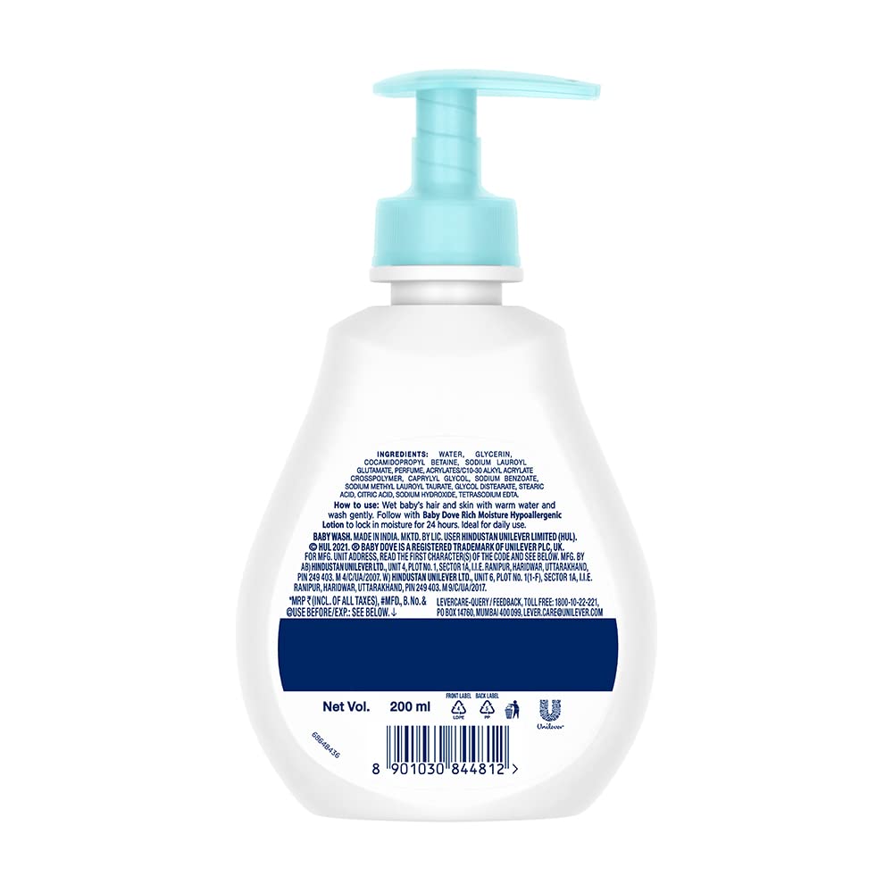 Dove Rich Moisture Hair to Toe Baby Wash - 200 ML