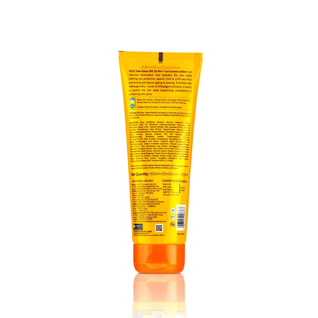 VLCC Fair Glow Sunscreen Lotion SPF 20 PA ++ - 125 GM