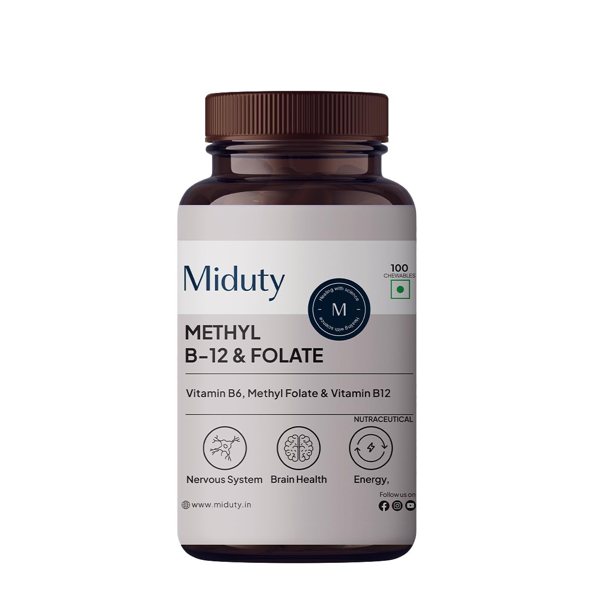 Miduty Methyl B-12 & Folate Chewable Tablets - 100 Tablets
