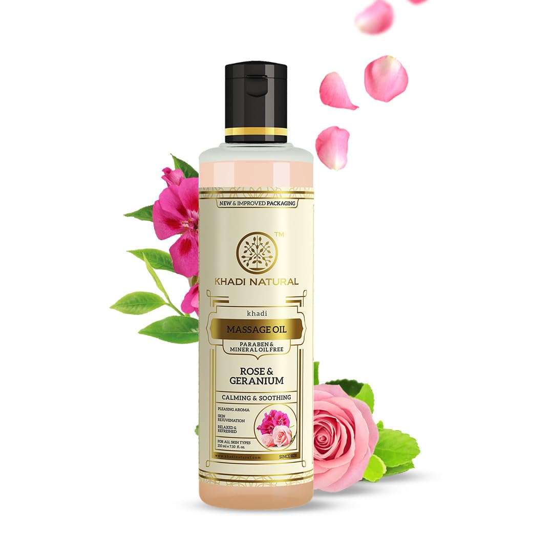 Khadi Natural Rose & Geranium Massage Oil - 210 ML