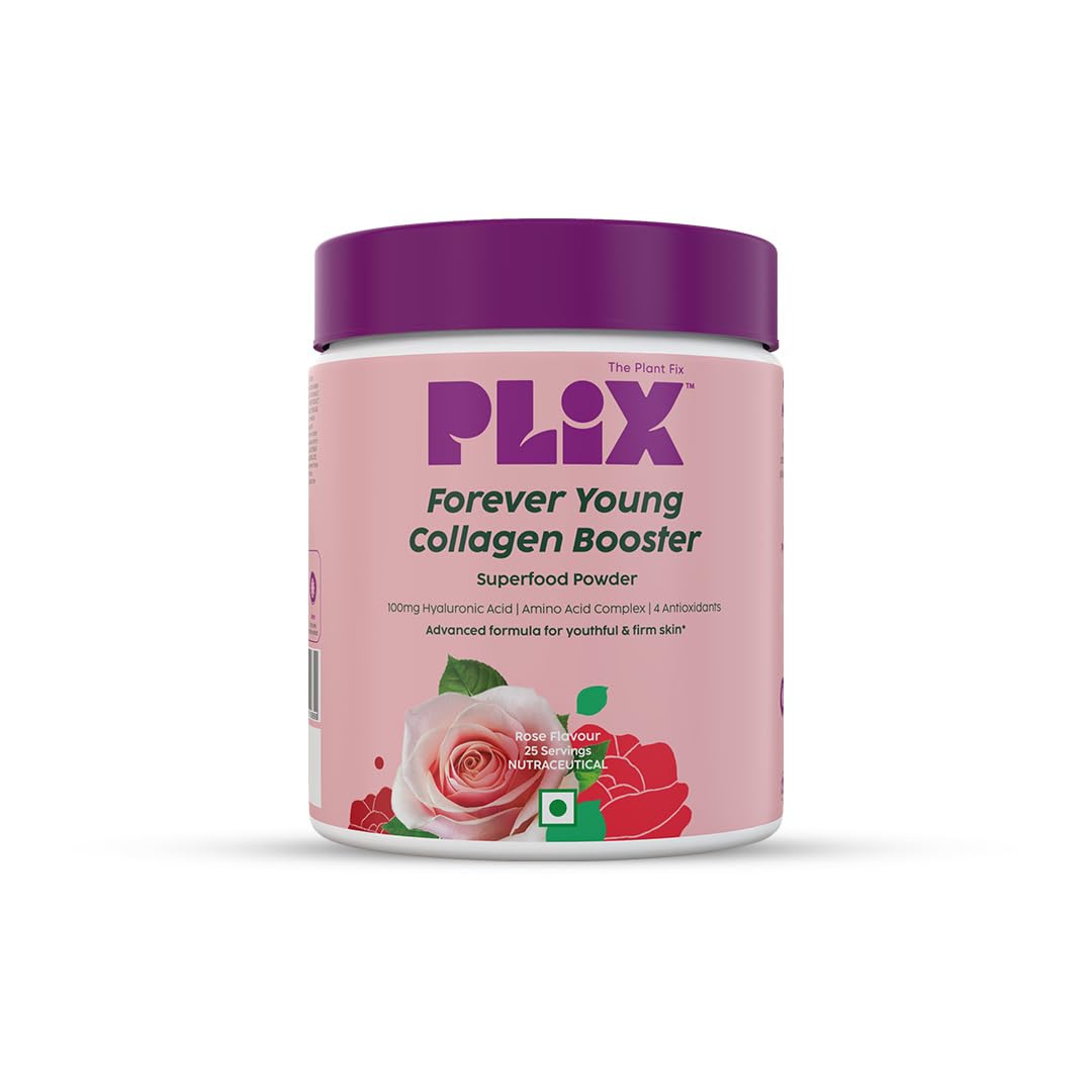 Plix Forever Young Collagen Booster Superfood Powder Rose Flavour - 200 GM