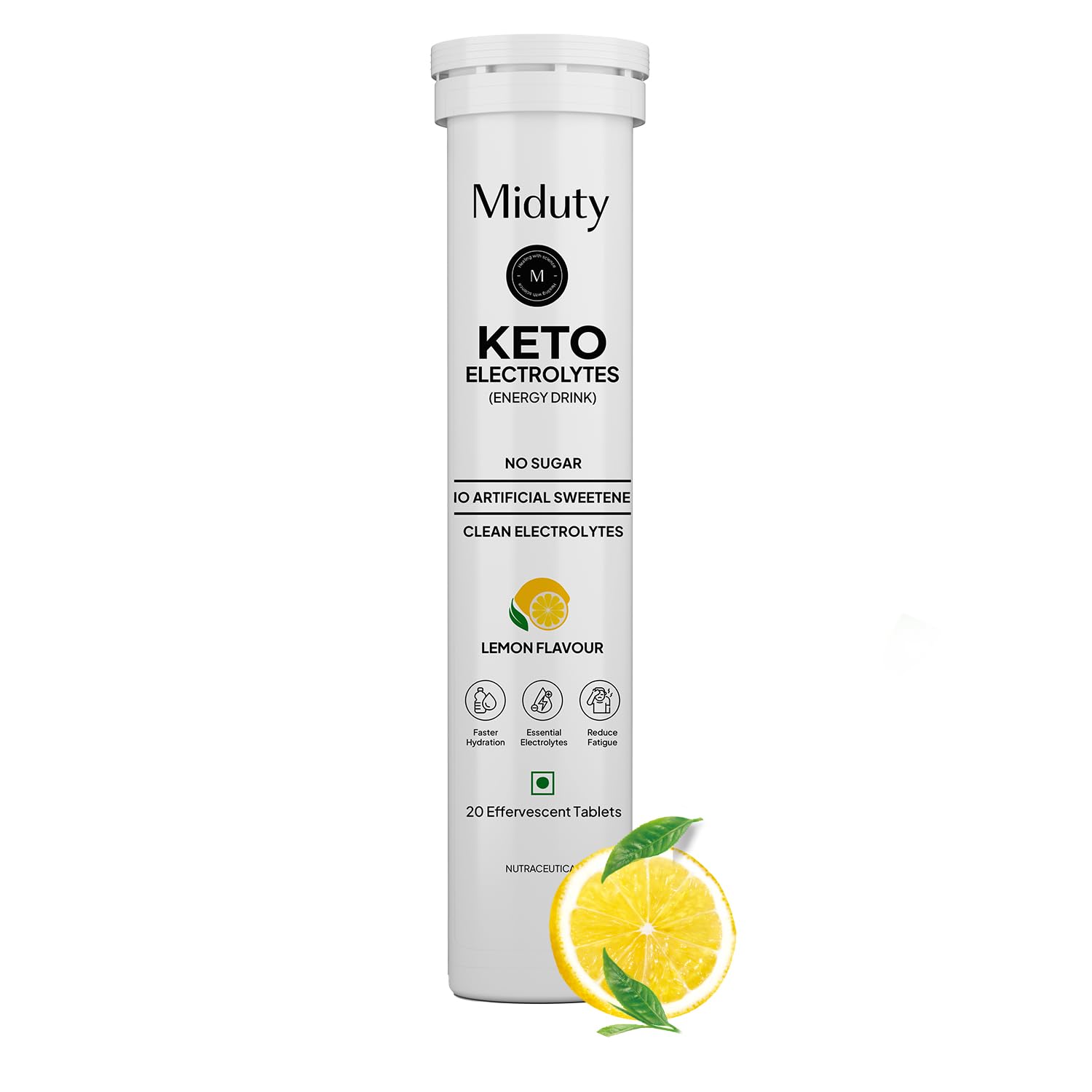 Miduty Keto Electrolytes Energy Drink Tablet Lemon - 20 Tablets