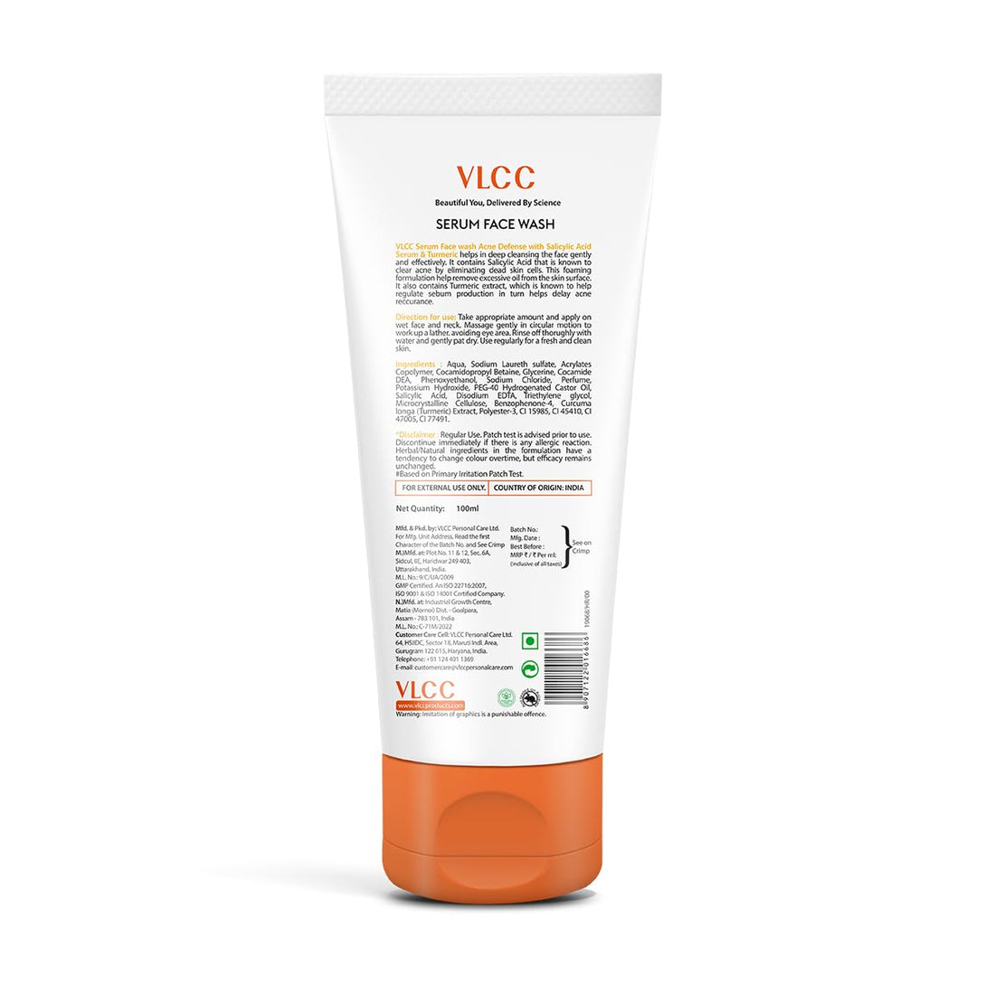 VLCC Acne Defense Serum Face Wash with Salicylic Acid Serum & Turmeric - 100 ML
