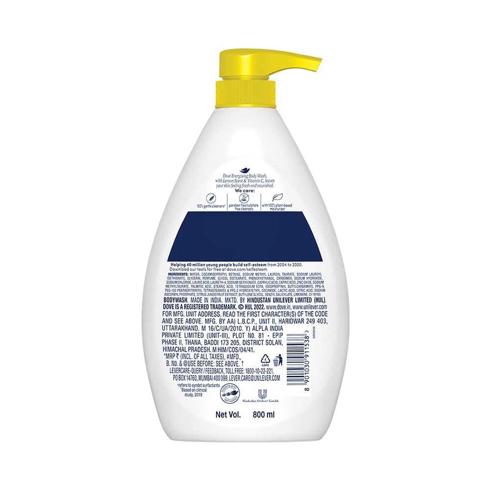 Dove Energising Body wash with Lemon Scent - 800 ML