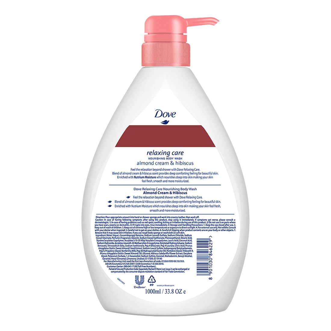 Dove Relaxing Almond Cream Body Wash with Hibiscus - 1 L