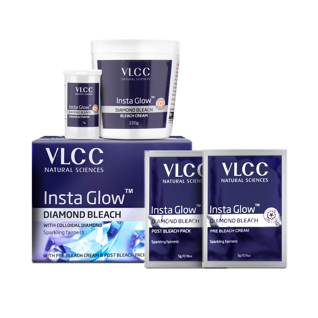 VLCC Insta Glow Diamond Bleach Cream - 60 GM