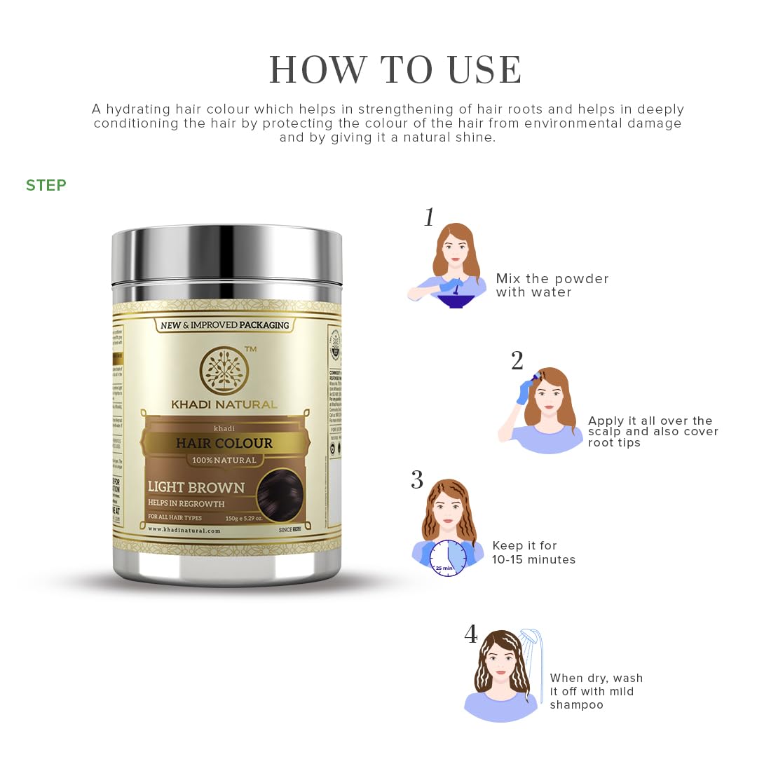 Khadi Natural Herbal Hair Colour Light Brown - 150 GM