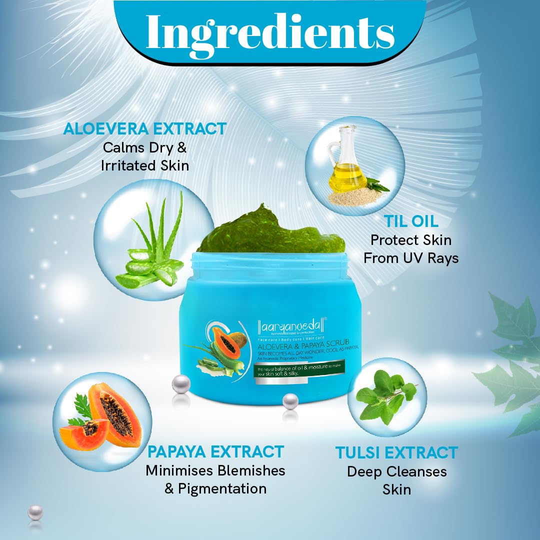 Aaryanveda Aloe vera & Papaya Face Scrub - 400 GM
