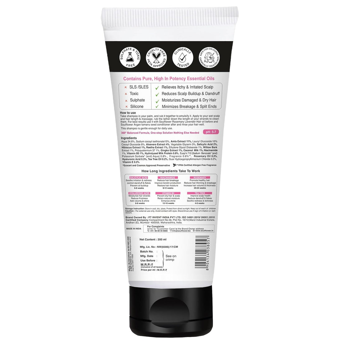 Soulflower Rosemary & Tea Tree Shampoo - 200 ML