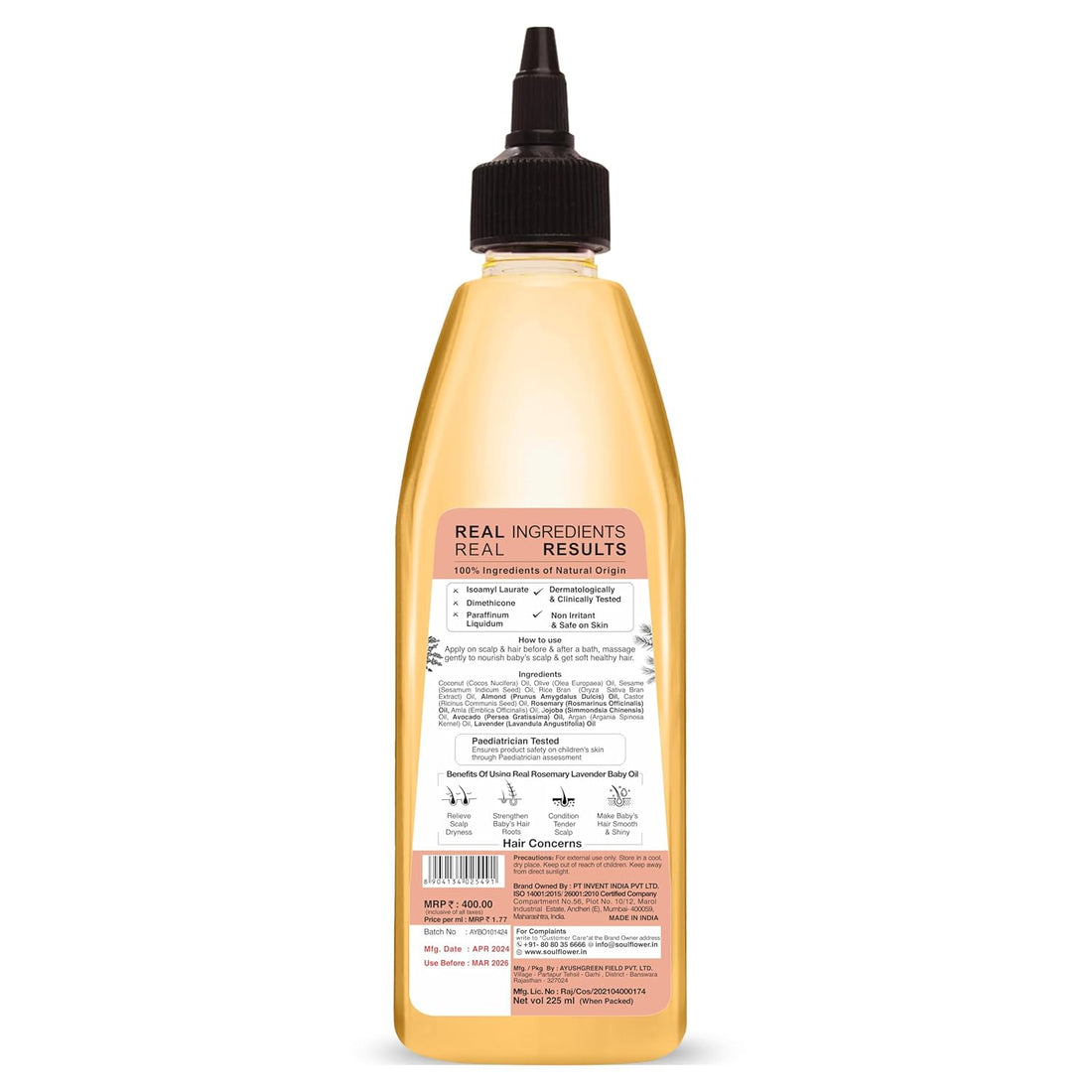 Soulflower Rosemary Baby Hair Oil - 225 ML