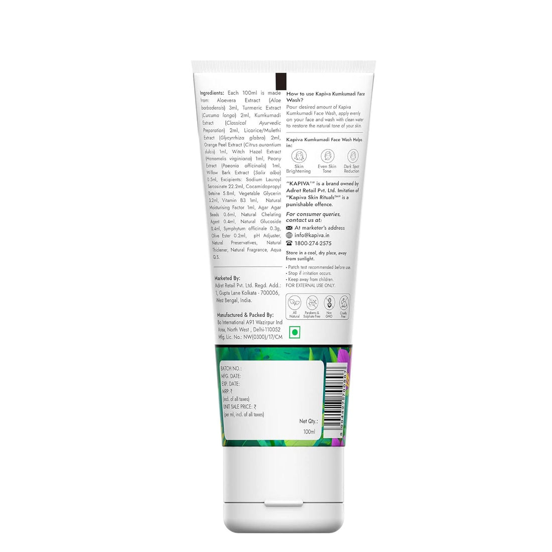 Kapiva Kumkumadi Glow Face Wash - 100 GM