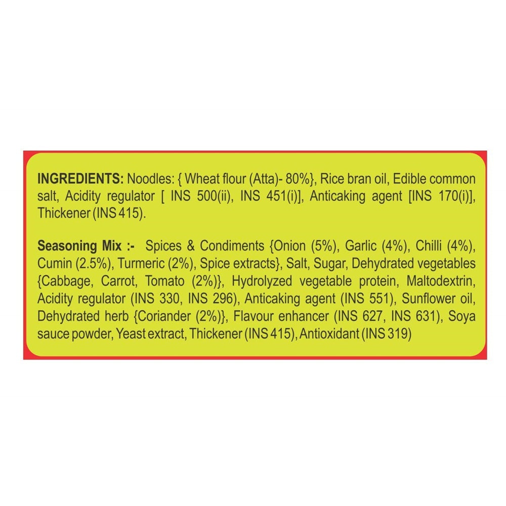 Patanjali Atta Noodles Chatpataa - Family Pack (Pack of 4) ingredients