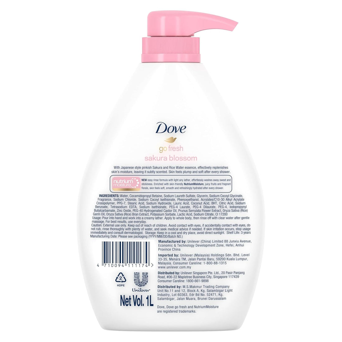 Dove Refreshing Sakura Blossom Body Wash - 1 L
