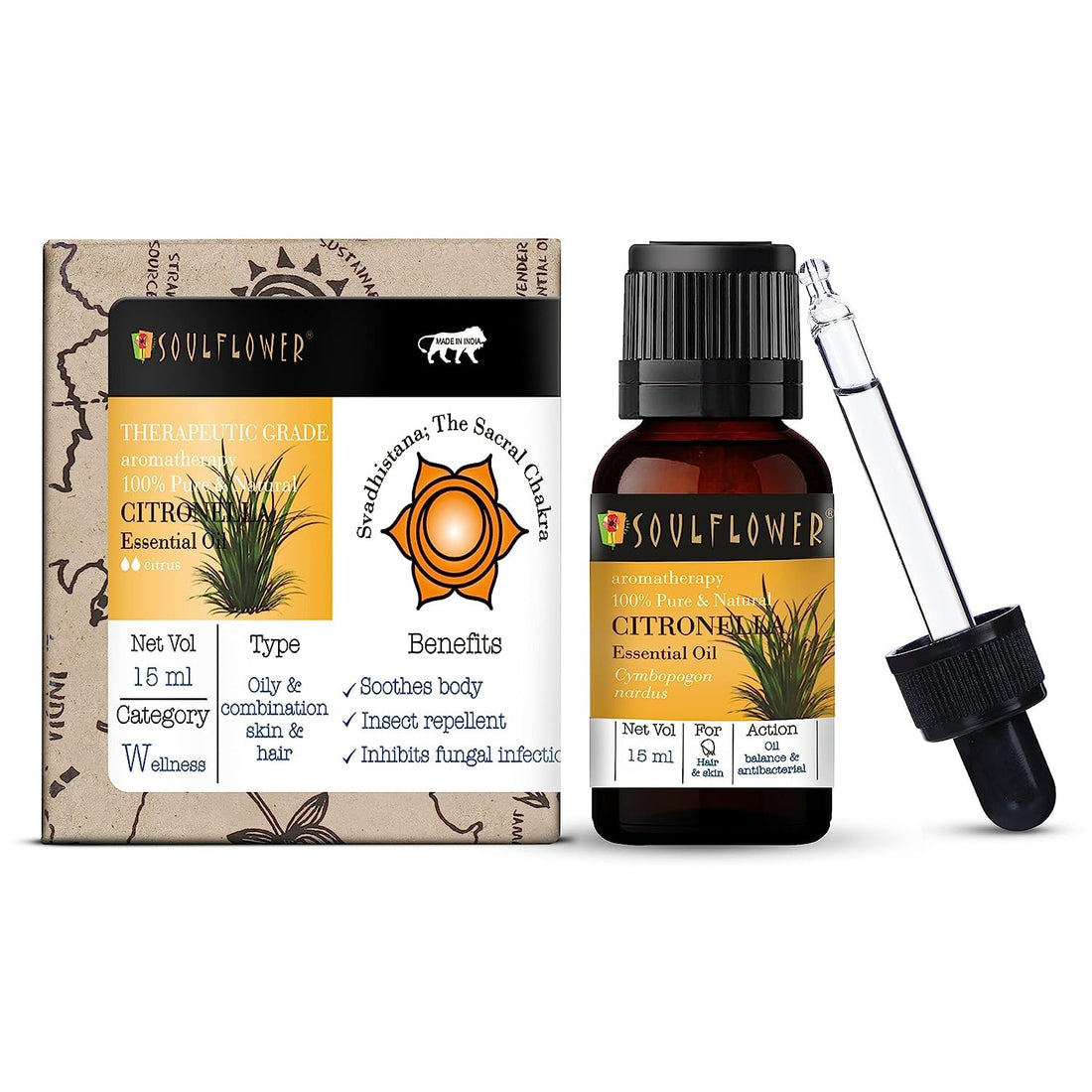 Soulflower Citronella Essential OIl - 15 ML