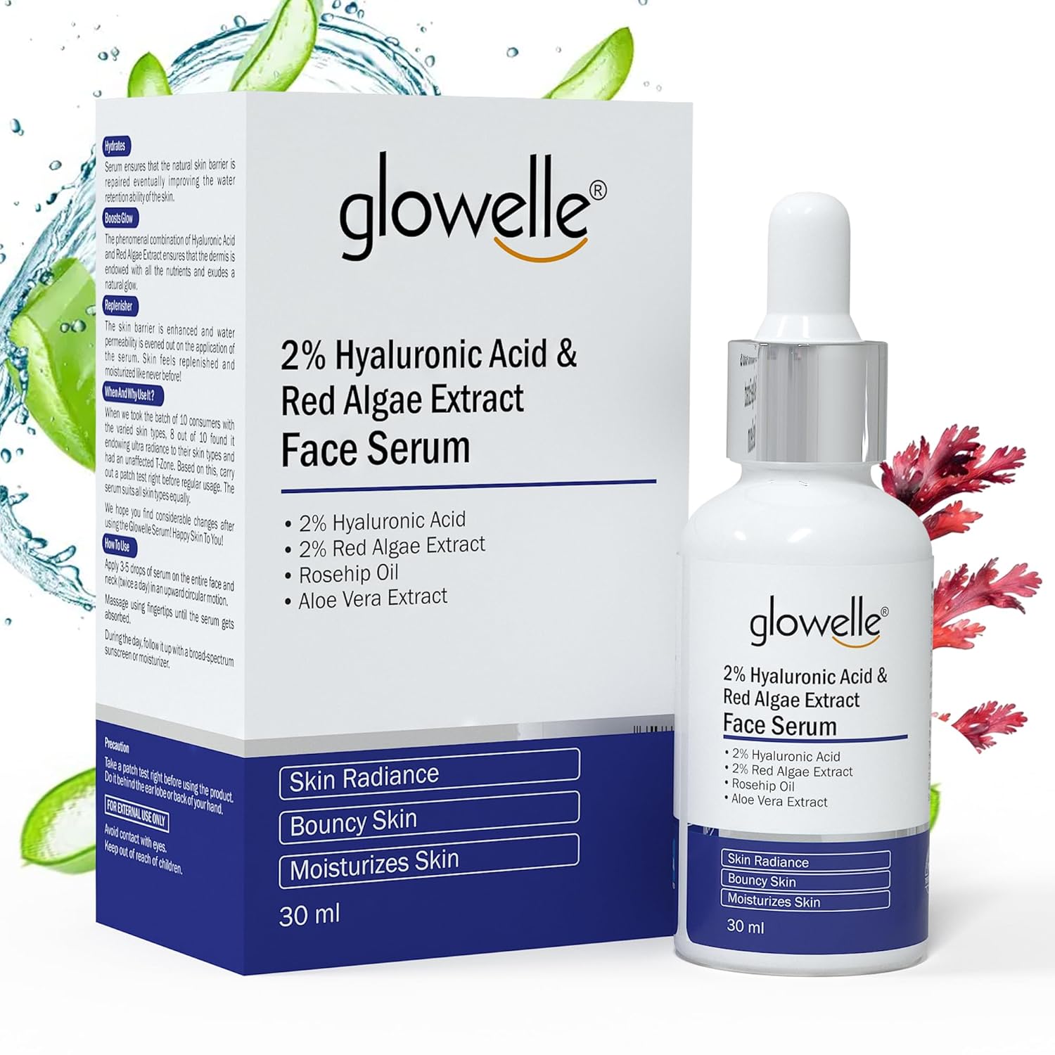 Glowelle Hyaluronic Acid + Red Algae Face Serum - 30 ML