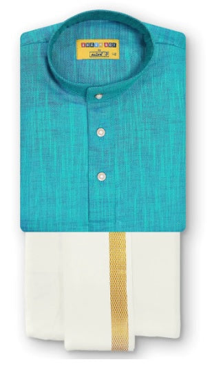 Alaya Cotton Go Trendy Junior Readymade Panchakacham Dhoti & Kurta Set - Daily Needs Products
