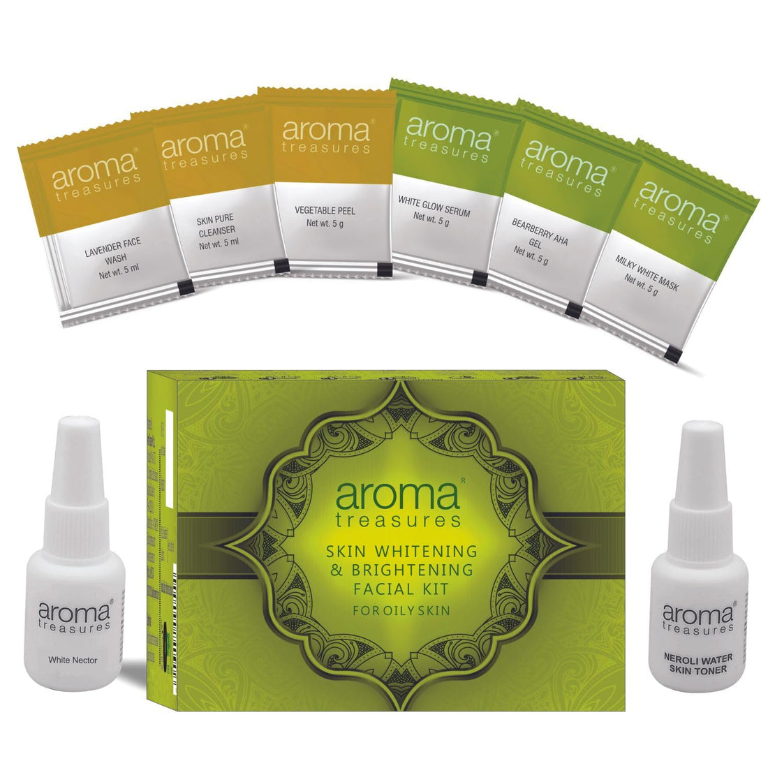 Aroma Treasures Skin Whitening And Brightening Facial Kit For Oily Skin