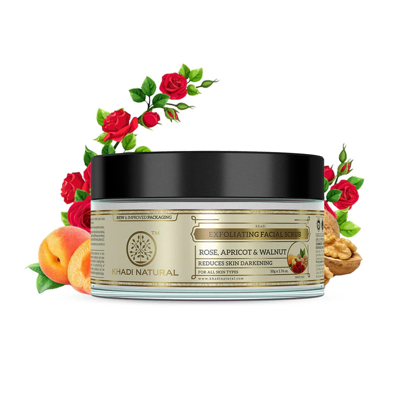 Khadi Natural Rose Apricot & Walnut Exfoliating Facial Scrub - 50 GM