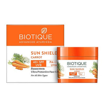 Biotique Advanced Ayurveda Bio Carrot 40+ SPF UVA/UVB Sunscreen Ultra Soothing Face Cream - 50 GM