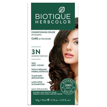 Biotique Herbcolor 3N Darkest Brown - 50 GM + 110 ML