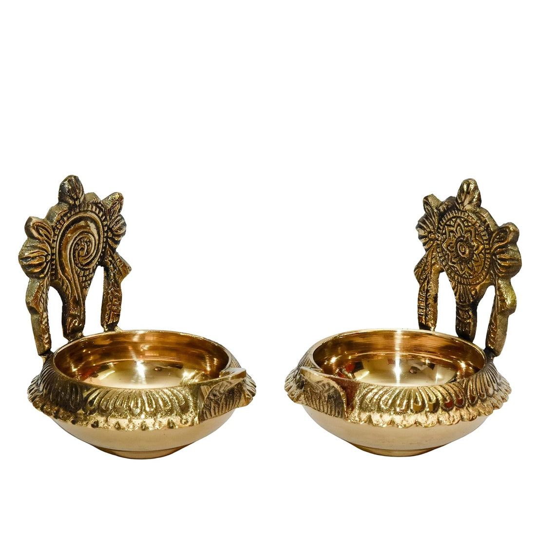 Brass Shanku Chakra kuber Diya - 3 Inch (Pack Of 1 Pair) - Daily Needs Products