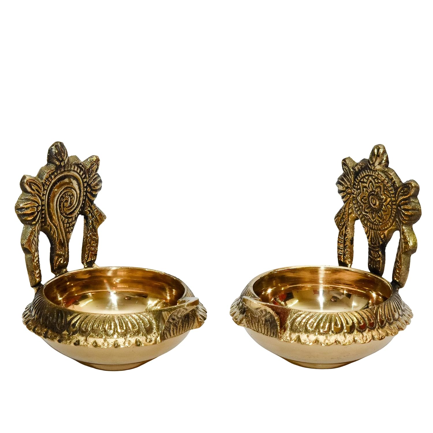 Brass Shanku Chakra kuber Diya - 3 Inch (Pack Of 1 Pair) - Daily Needs Products