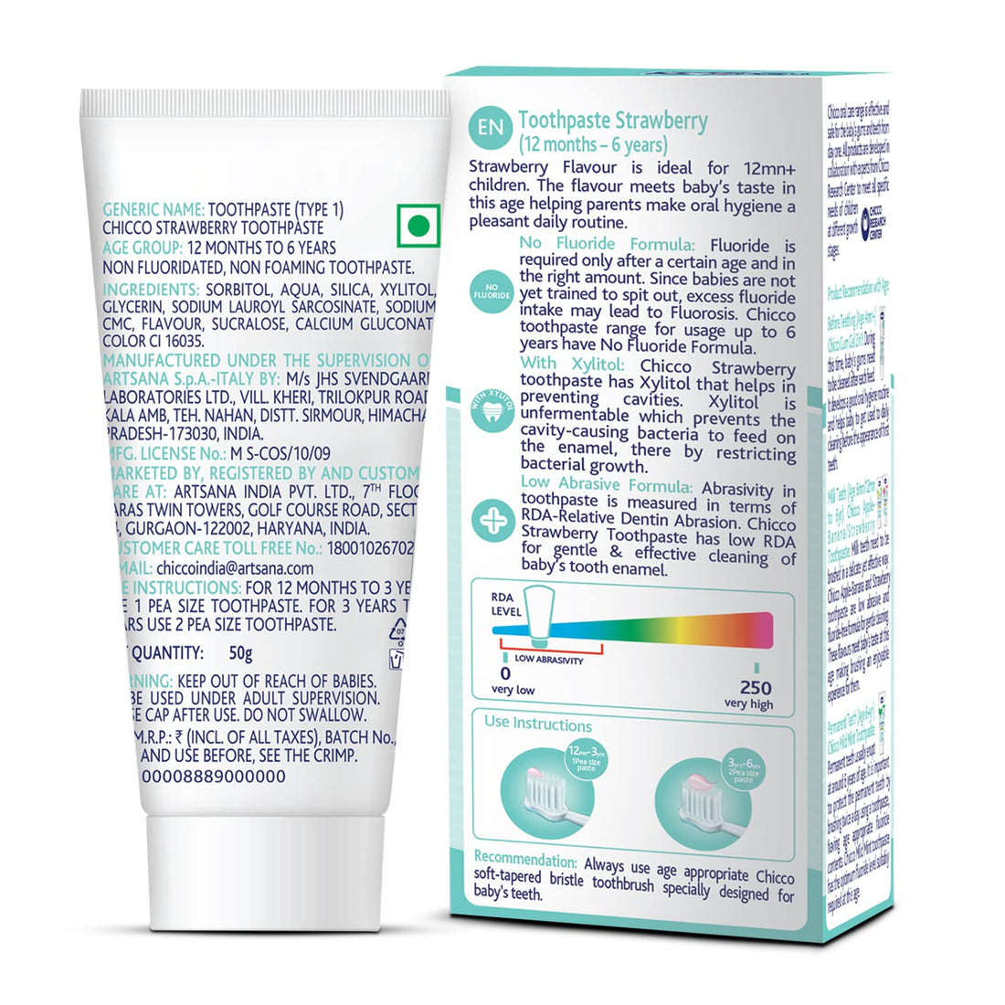 Chicco Strawberry Toothpaste - 50 GM