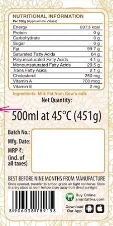 Sri Sri Tattva Cow's Premium Ghee