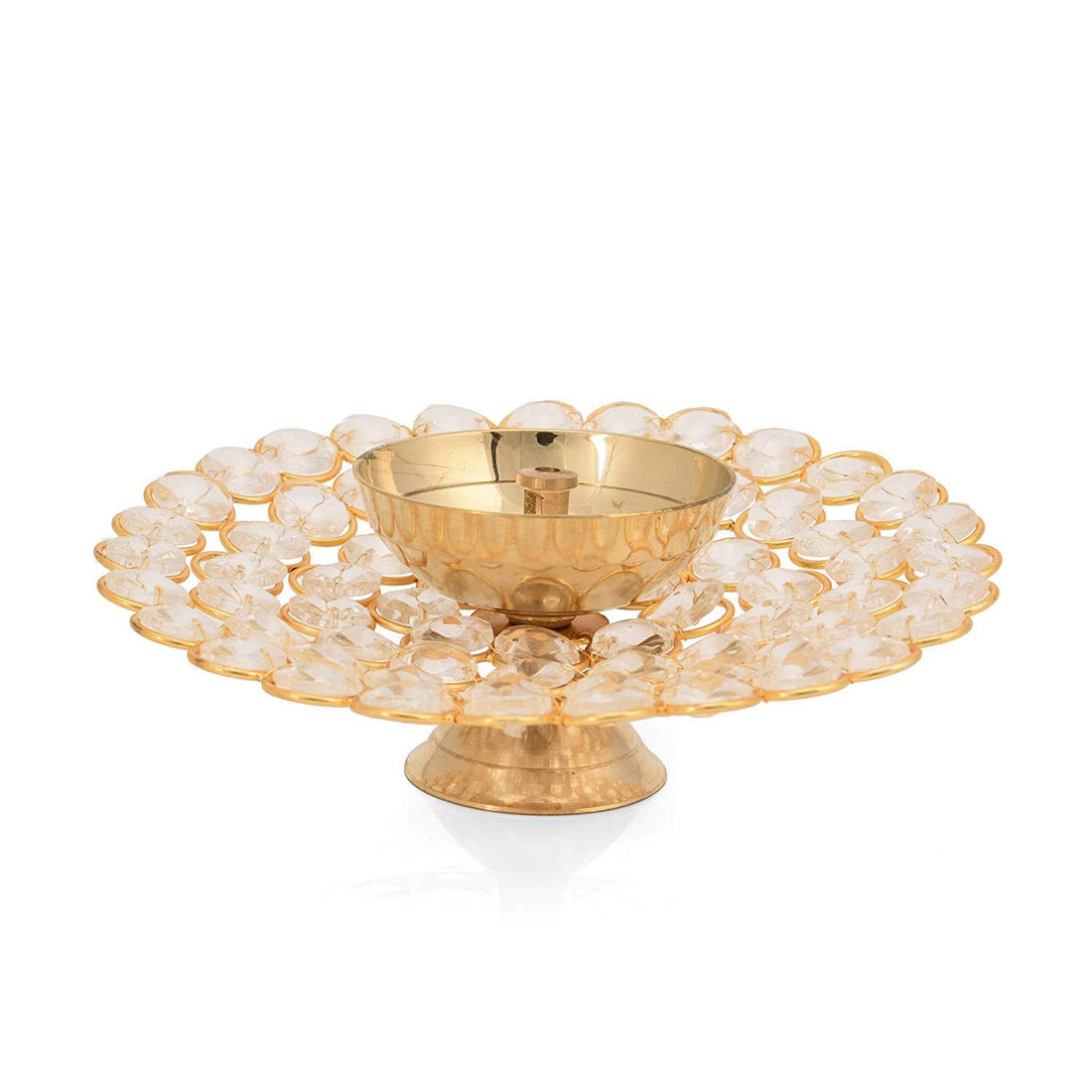 Crystal Akhand Diya Brass Oil Puja Lamp