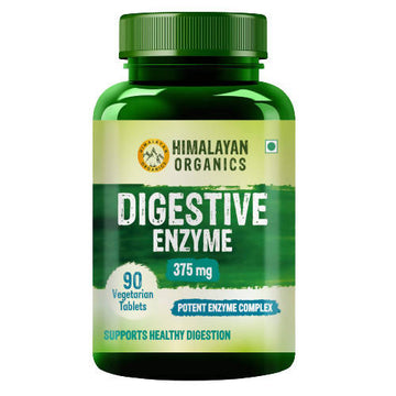 Himalayan Organics Digestive Enzyme 375 mg Potent Enszyme Complex, Supports Healthy Digestion: 90 Vegetarian Capsules