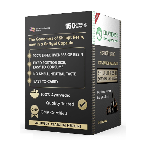 Dr.Vaidya's Herbo 24 Turbo Pure Himalayan Shilajit Resin Softgel Capsules - 30 Capsules