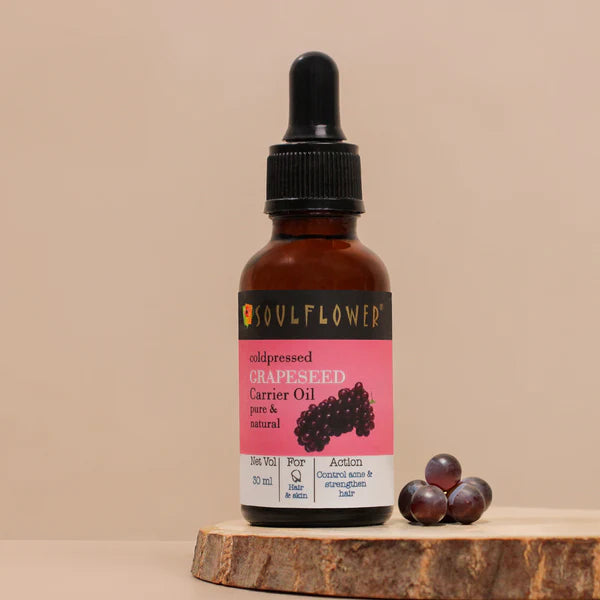 Soulflower Cold Pressed Grapeseed Oil - 30 ML