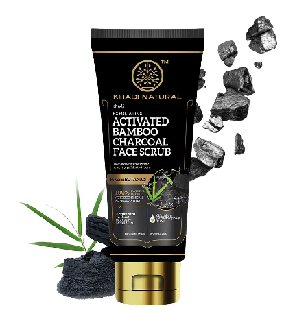 Khadi Natural Bamboo Charcoal Face Scrub - 100 GM