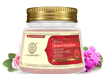 Khadi Natural Rose Geranium Rose Petals Bath Salt - 200 GM