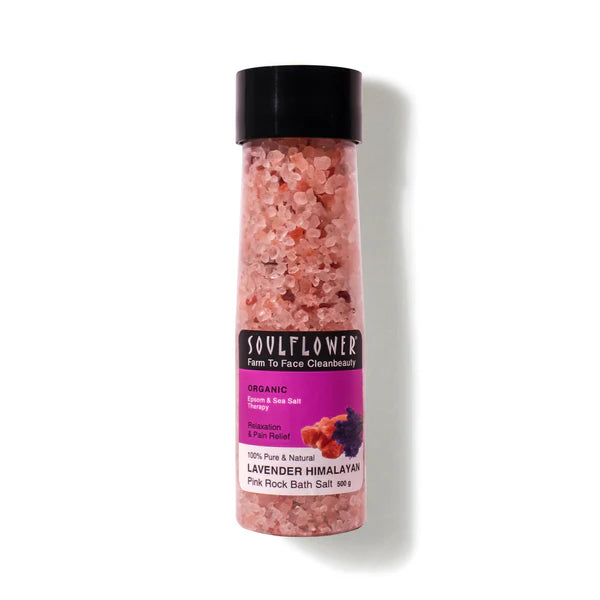 Soulflower Lavender Himalayan Pink Rock Bath Salt - 500 GM