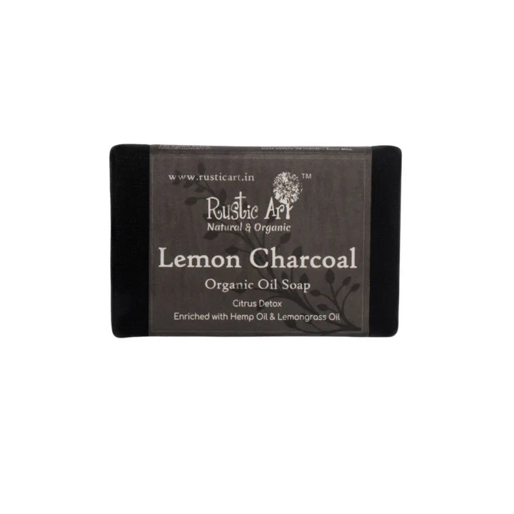 Rustic Art Lemon Charcoal Soap - 100 GM