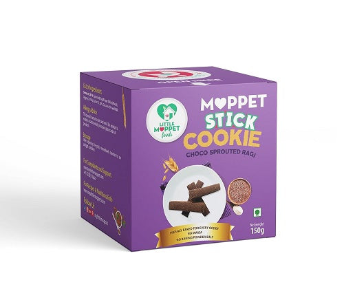 Little Moppet Foods Choco Sprouted Ragi Moppet Stick Cookies - 150 GM