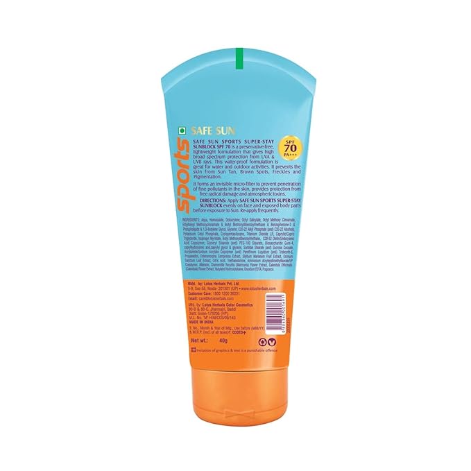 Lotus Herbals Safe Sun Sports Super-Stay Sunscreen SPF 70 PA+++