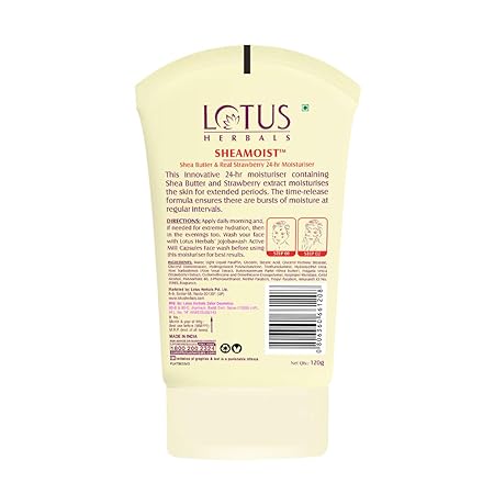 Lotus Herbals Sheamoist Real Strawberry 24 Hour Moisturiser Shea Butter