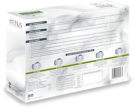 Lotus Herbals WhiteGlow Activated Charcoal Brightening 4 in 1 Facial Kit