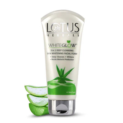 Lotus Herbals Whiteglow 3 in 1 Deep Cleansing Skin Brightening Facial Foam - 100 GM
