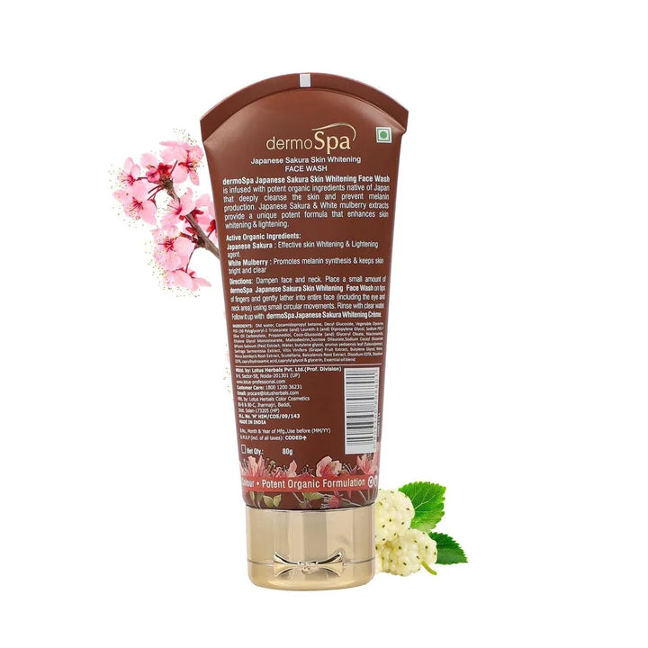 Lotus Herbals Women Dermo Spa Japanese Sakura Skin Whitening Face Wash - 80 GM