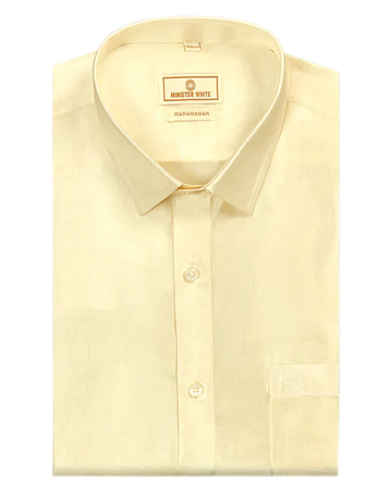 Minister White Silk Mix Cream Colour Full Sleeve Wedding Shirt - Regular Fit - Manamagan - Daily Needs Products
