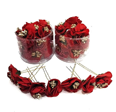 Metal Jura Red Rose Pins - Pack Of 12