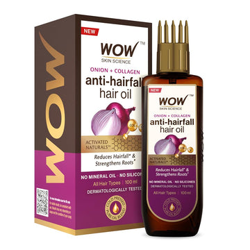 WOW Skin Science Onion & Collagen Anti-Hairfall Hair Oil with Comb Applicator - 100 ML