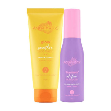 Aqualogica Glow Smoothie Face Wash + Illuminate Oil Free Moisturizer Skin Combo - 100 ML + 100 GM