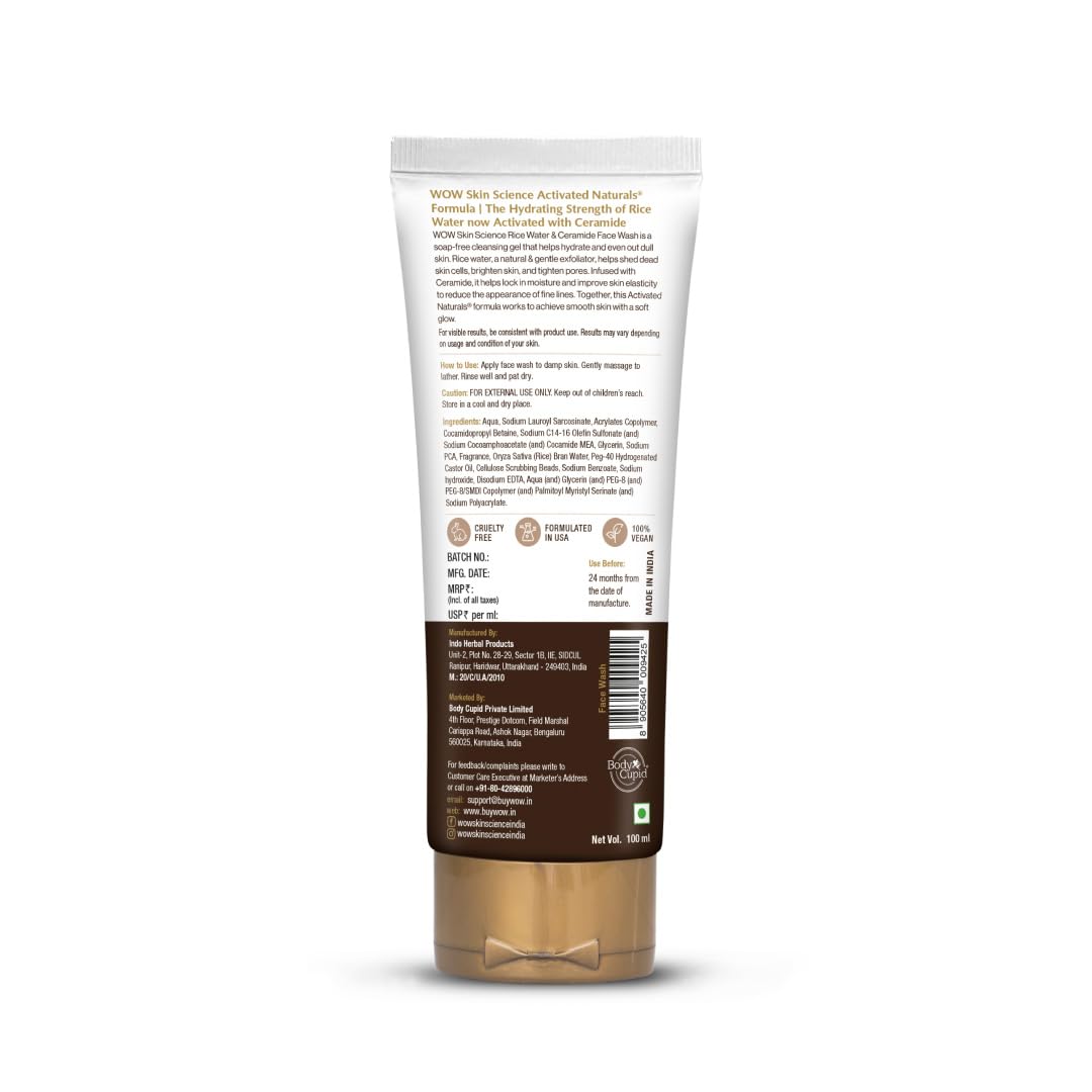 WOW Skin Science Rice Water & Ceramide Hydrating Face Wash - 100 ML