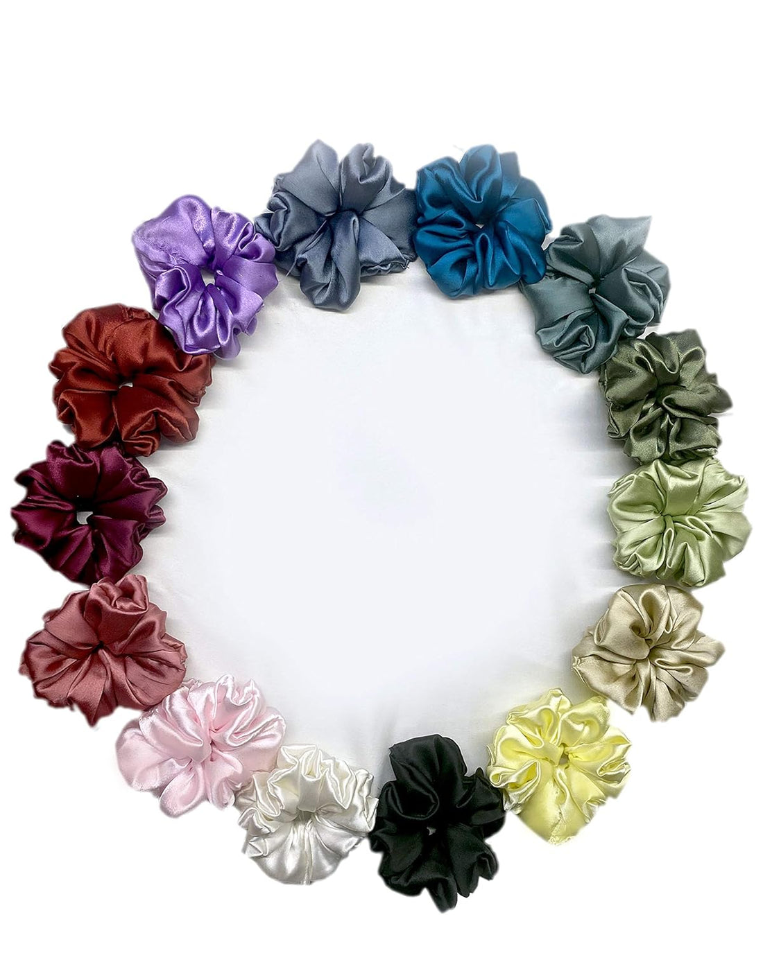 Satin Hair Scrunchies for Women/Girls - Multicolor (Pack of 6 Pcs)