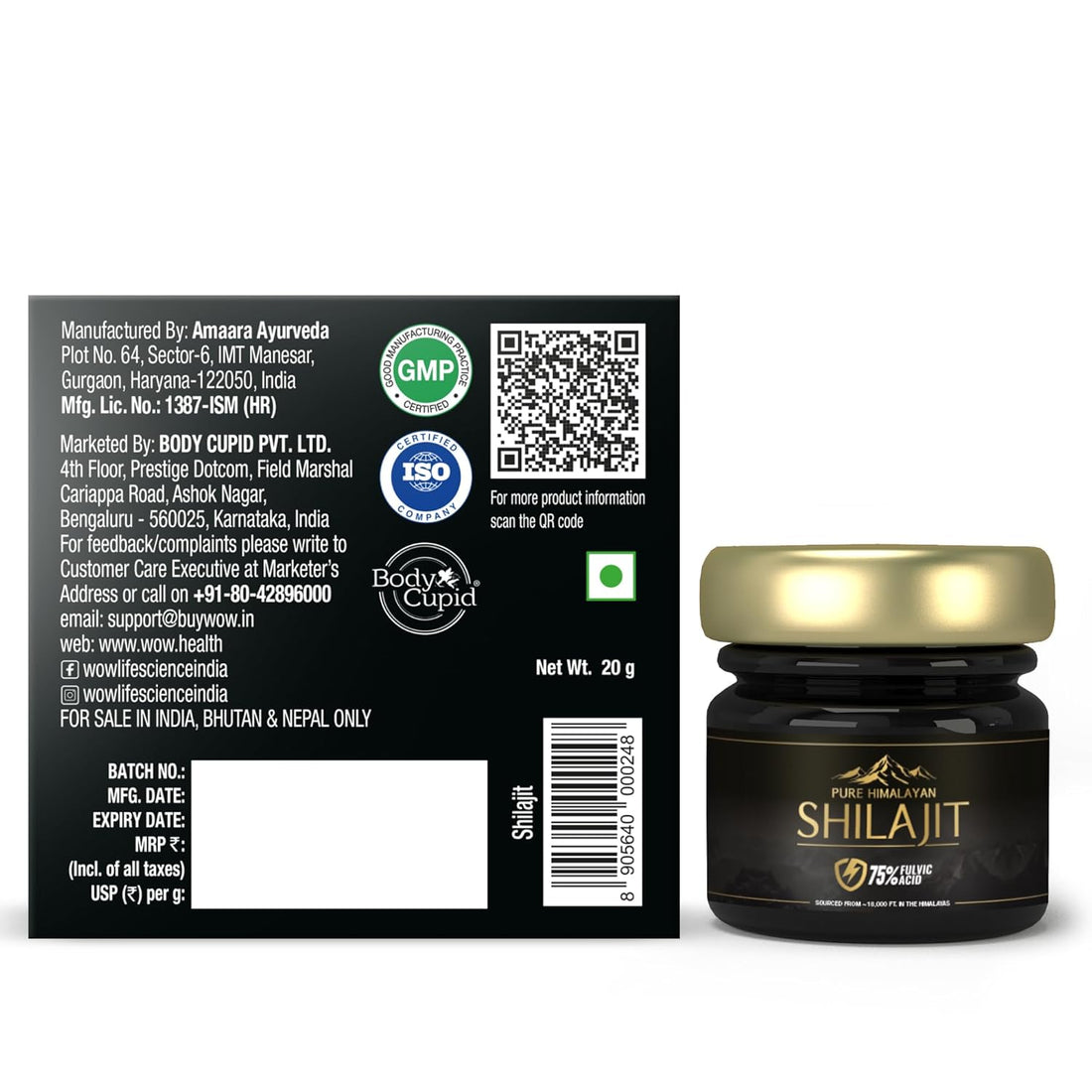 WOW Life Science Pure Himalayan Shilajit/Shilajeet Resin - 20 GM